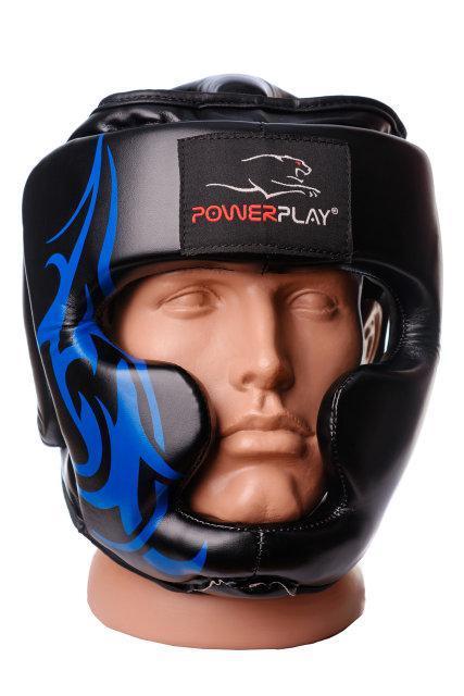 Боксерський шолом тренувальний PowerPlay 3048 Чорно-Синій XL
