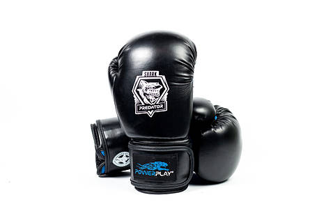 Боксерські рукавиці PowerPlay 3001 Чорно-Сині 16 унцій, фото 2