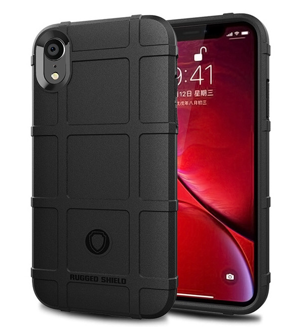 

Противоударный чехол бампер Shield для iphone XR черный резиновый
