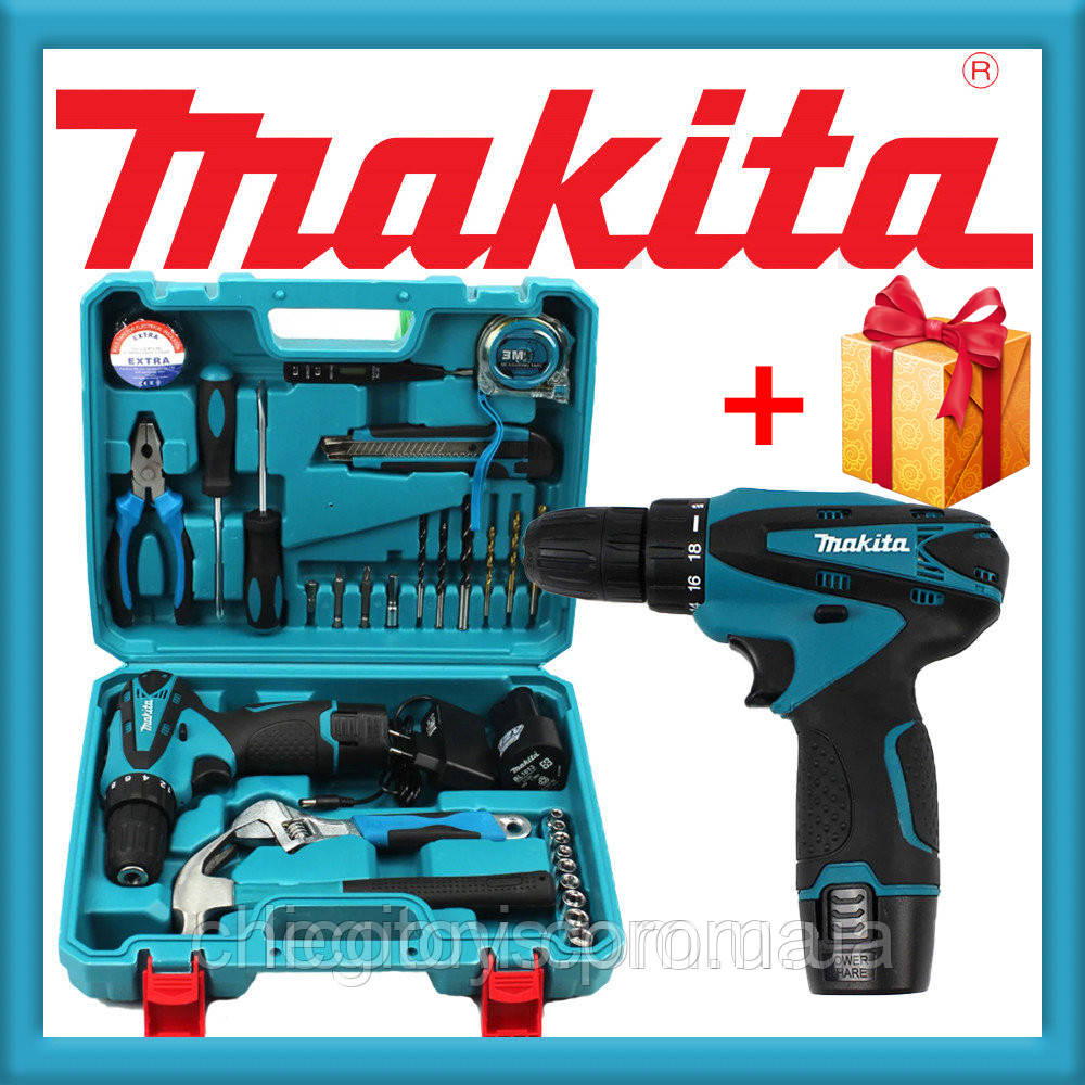 

Шуруповерт Makita DF330DWE (12V 2A/h Li-Ion) Аккумуляторный Шуруповерт Макита с набором инструмента