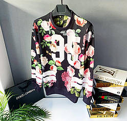 Кофта світшот пуловер лонгслів чорний весна-осінь з брендовим принтом Dolce & Gabbana 95