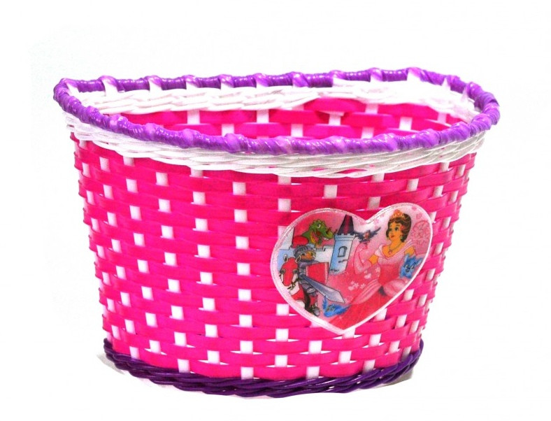 Корзина для детского велосипеда плетеная "Принцеса", розовая 35007.