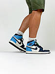 Чоловічі кросівки Nike Air Jordan 1 Retro (біло-сині) J3085 модні високі кроси, фото 2