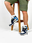 Чоловічі кросівки Nike Air Jordan 1 Retro (біло-сині) J3085 модні високі кроси, фото 4