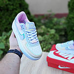 Женские кроссовки Nike Air Force 1 Shadow (белые с пудрой с голубым) О20428  светлые и очень красивые  кроссы, фото 6