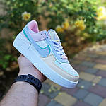 Женские кроссовки Nike Air Force 1 Shadow (белые с пудрой с голубым) О20428  светлые и очень красивые  кроссы, фото 7