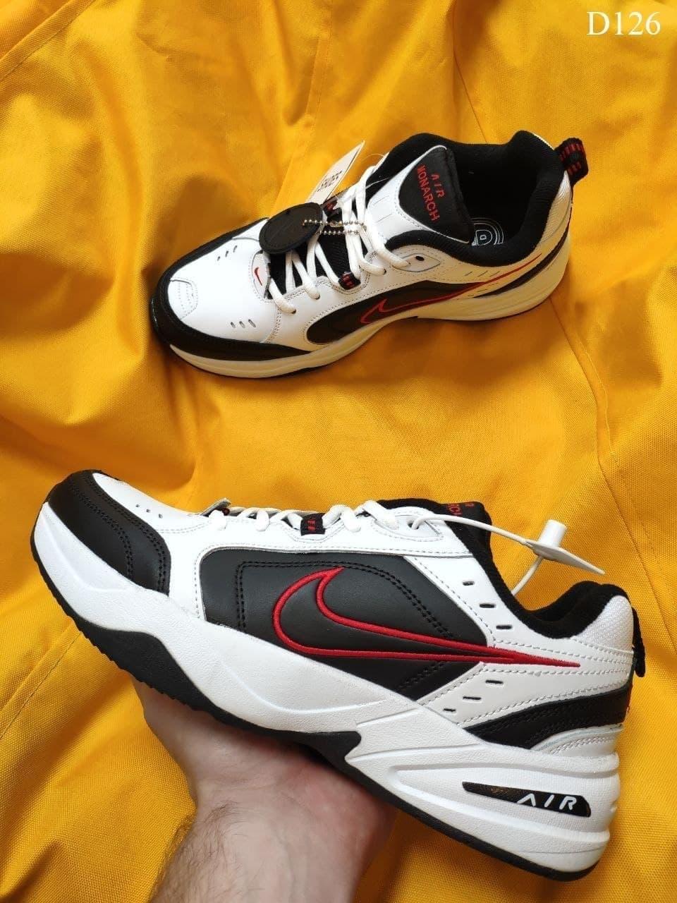 

Низкие мужские кроссовки Nike Air Monarch IV бело-черно-красные Найк Монарх 4 Кроссовки для бега парня 41, Черно-белый