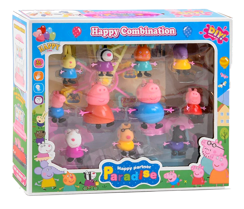 

Свинка Пеппа герои Pig Peppa вся семья 12 в 1 с каруселью