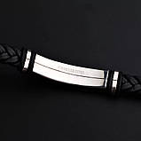 Плетений чорний браслет зі вставкою для гравіювання, фото 4