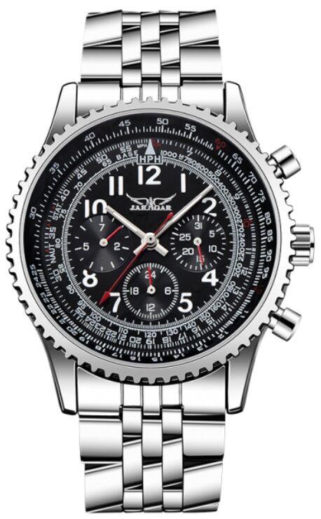 Чоловічі наручні годинники круглі механічні браслет металевий гарантія 12 місяців Jaragar Expert