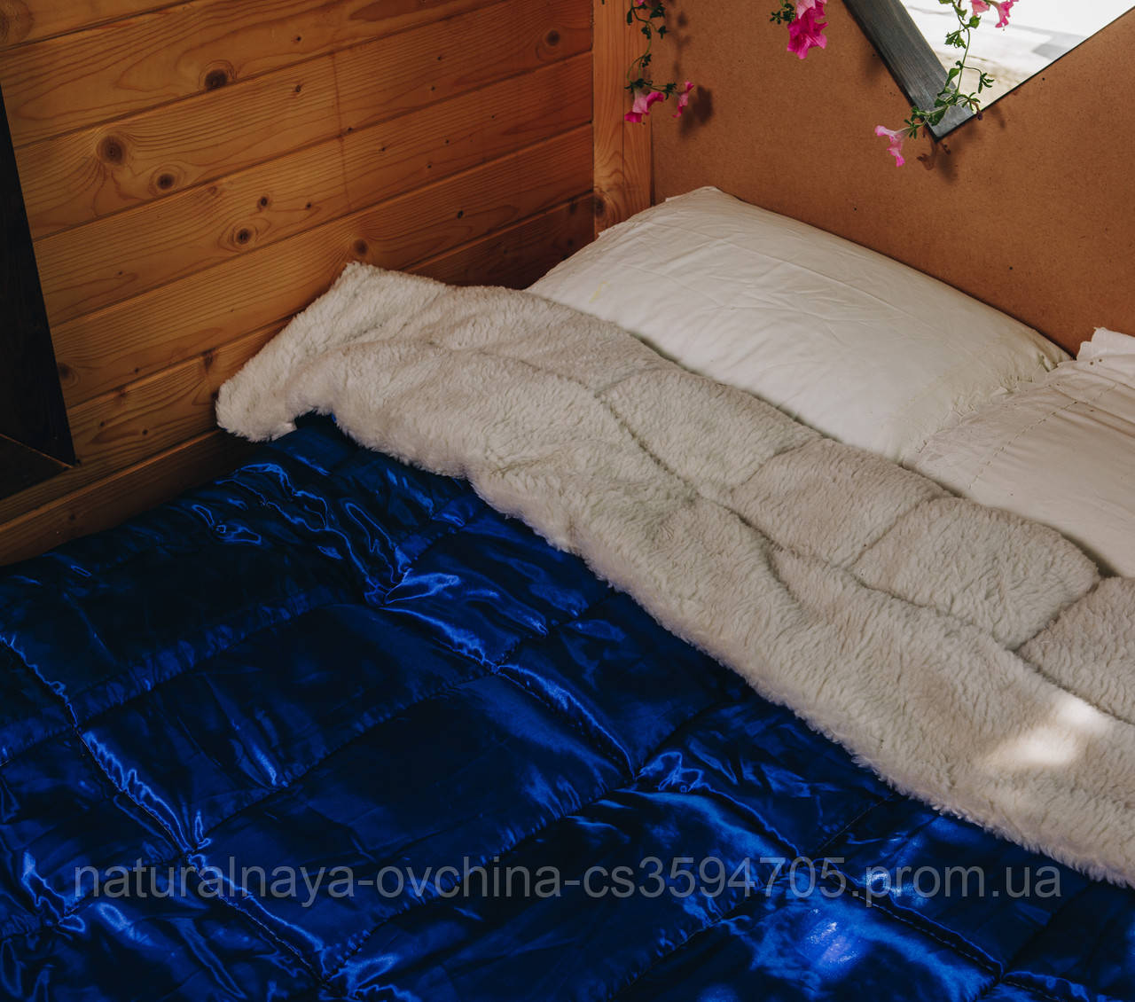 

Одеяло ткань+мех сатин высший сорт, одеяло из овчины зимнее сатин, одеяло стеганое сатин на овчине экстра, Синий