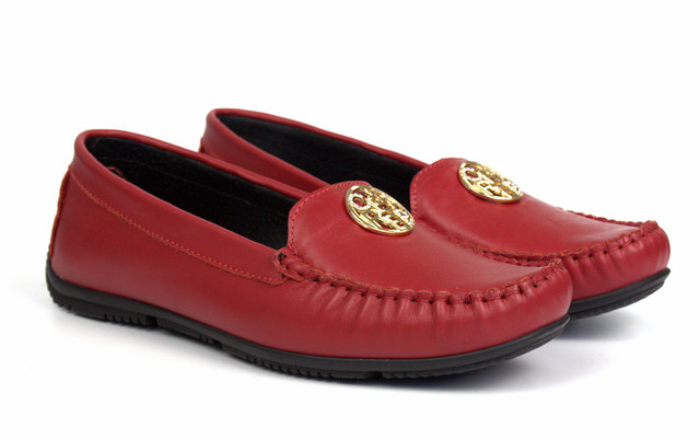 Красные мокасины кожаные женская обувь Ornella Red Leather