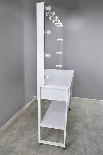 Профессиональный стол для визажа на металлических ножках с колесами и двойной розеткой - фото 6