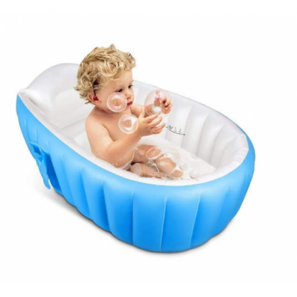 

Надувная ванночка бассейн для детей Intime JS033 Детская голубая ванна с насосом для купания ребенка FPSH, Голубой