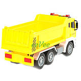 Игрушка самосвал грузовик машина детская строительная инерционная со звуками и подсветкой Желтый (59096), фото 3