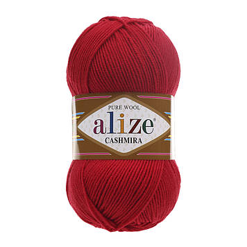Пряжа вовняна Alize Cashmira №56 червоний (Алізе Кашміру) 100% шерсть, кашемір