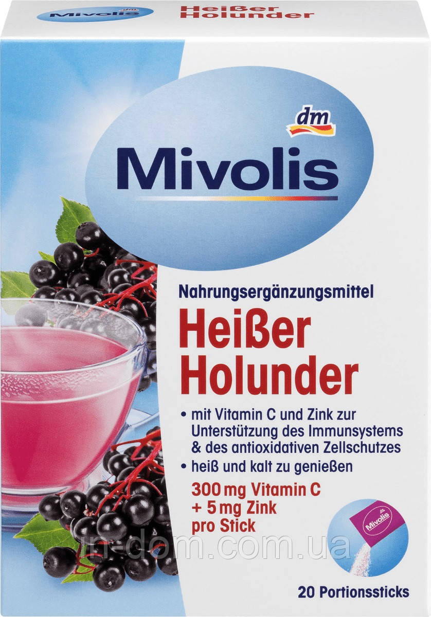 Mivolis Heißer Holunder чай для профілактики простудних захворювань з вітаміном C і цинком