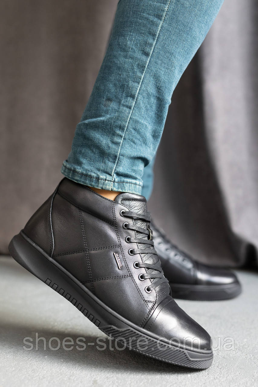 Мужские ботинки кожаные зимние черные Marion 1061L 6731, Черный