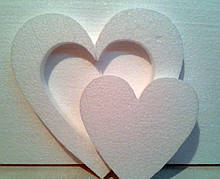 Сердце в сердце из пенопласта плоское 15 см