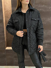 Стьобана жіноча куртка Bilichka під пояс (Чорна)
