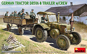 Німецький трактор D8506 та причіп з екіпажем. Збірна модель німецького трактора в масштабі 1/35. MINIART 35314