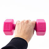 Гантели для фитнеса пластиковые цельные (неразборные) OSPORT Lite 1кг (OF-0113) Розовый, фото 4