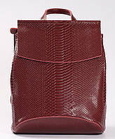 Женский красный рюкзак-сумка из натуральной кожи с тиснением под змеиную кожу Tiding Bag  - 34376, фото 1