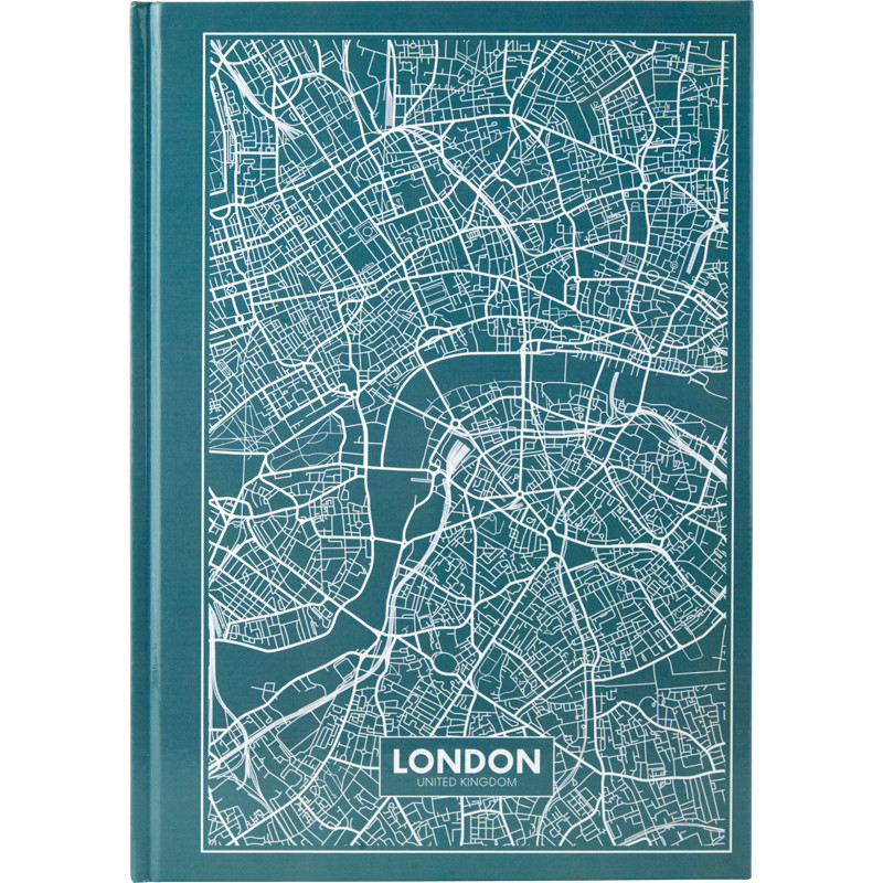 Книга записна Axent Maps London 8422-516-A, A4, 210x295 мм, 96 аркушів, клітинка, тверда обкладинка, бірюзова