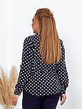 Женская рубашка в горох на пуговицах ткань софт длинный рукав размер: 52, 54, 56, 58, фото 2