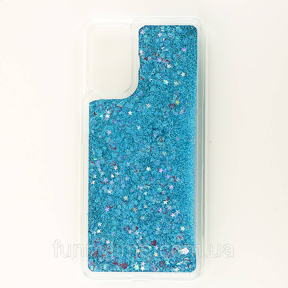 

Чехол Glitter для Xiaomi Poco M3 бампер жидкий блеск Синий