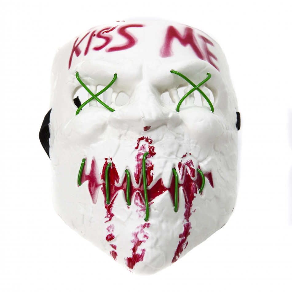 

Маска "Kiss me" с подсветкой Led- маска на праздник, маска на Хэллоуин! Зеленый