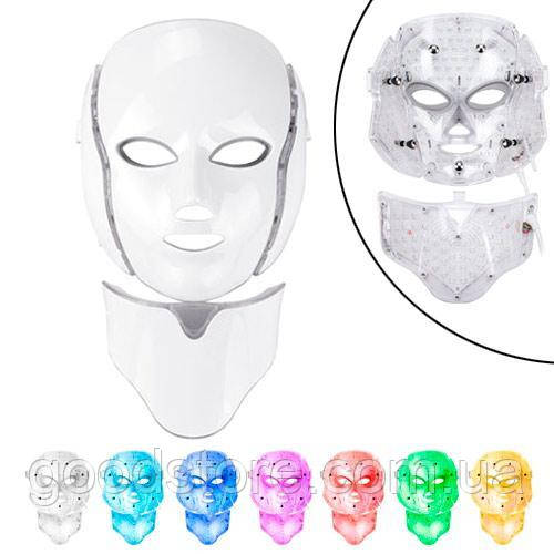 LED маска для фотодинамической и микротоковой терапии для лица и шеи 7цв