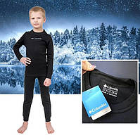 Детское зимнее термобелье Columbia для занятия спортом, удобный черный комплект термо, брендовый для детей