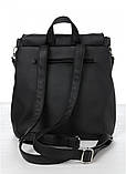 Модный женский рюкзак-сумка черный городской, повседневный из матовой экокожи (качественный кожзам), фото 9