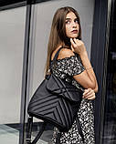 Модный женский рюкзак-сумка черный городской, повседневный из матовой экокожи (качественный кожзам), фото 5