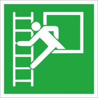 Знак безопасности Эвакуационное окно со спасательной лестнице ДСТУ EN ISO 7010: 2019 (металл, пластик, пленка)
