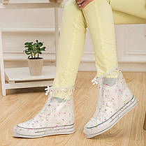 Резиновые бахилы Lesko SB-102 Цветочки на обувь от дождя 25 см, фото 2