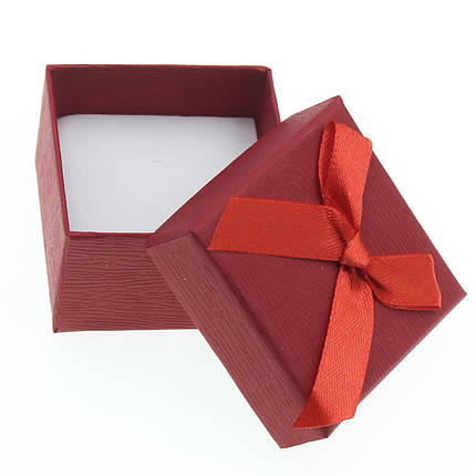 Коробочка квадратная картонная с бантом в клетку под кольцо размер 5 Х 5 см высота 3,5 см 24 штуки в упаковке, фото 2