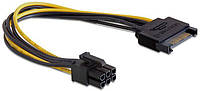 Переходник питания SATA (M) - PCIe 6pin для видеокарт Cablexpert CC-PSU-SATA кабель 20см новый