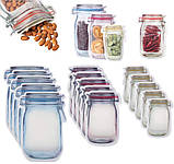 Пакет в форме банки герметичные пищевые многоразовые с зип застежкой Mason размер S(150 ml)-4 шт Код 38-0001, фото 9