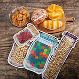 Пакет в форме банки герметичные пищевые многоразовые с зип застежкой Mason размер ХL (500ml)-4 шт Код 38-0004, фото 8