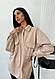 Женская шерстяная светло-бежевая рубашка свободного кроя, фото 4