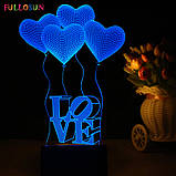 Світильник 3D "Love)", Ідеї подарунків для коханої, Оригінальні і незвичайні чоловічі подарунки, фото 2