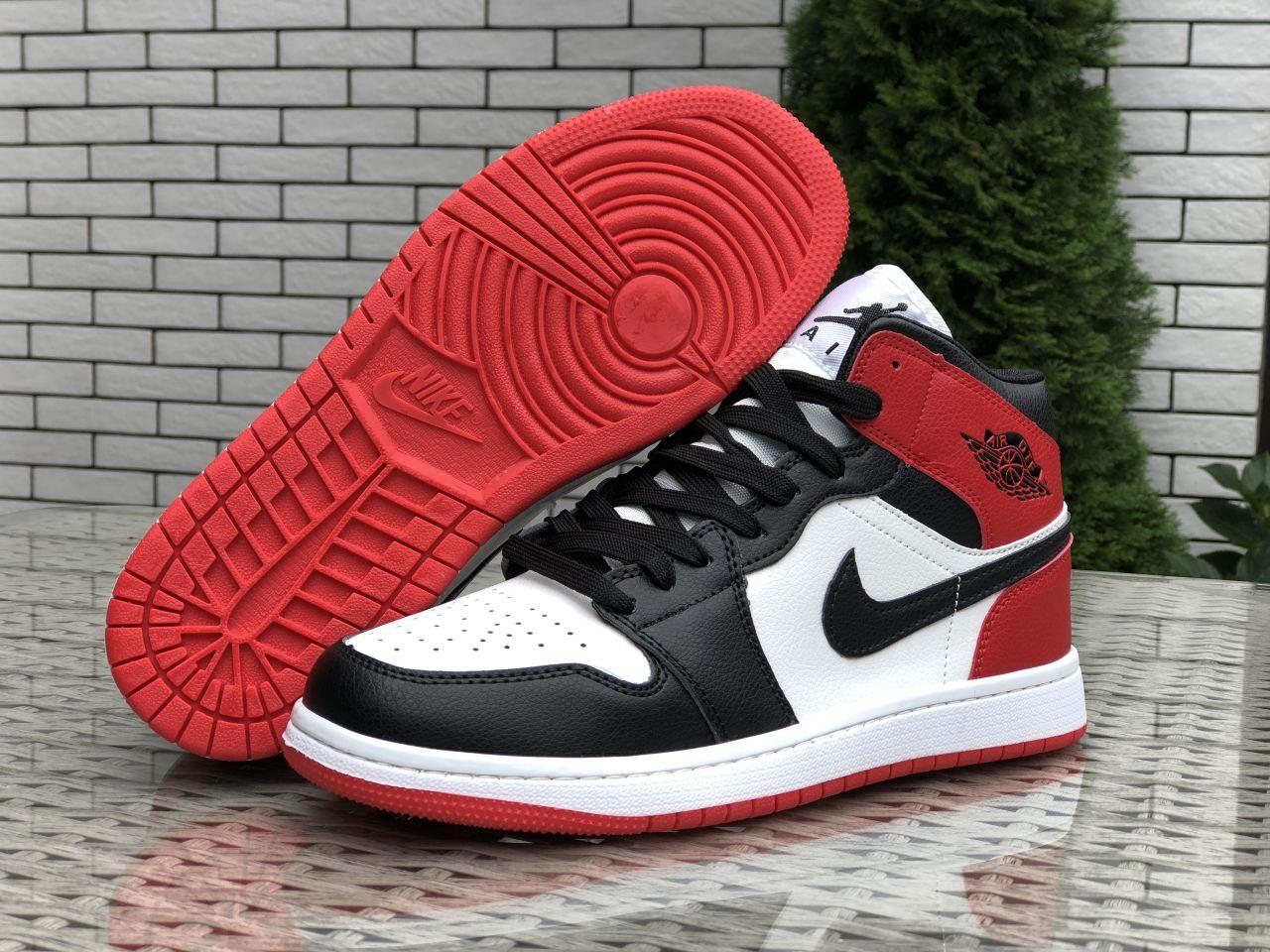 

Кроссовки мужские, Nike Air Jordan 1 Retro / Найк Аир Джордан 1 Ретро (черные, красные, белые). 43, Красный