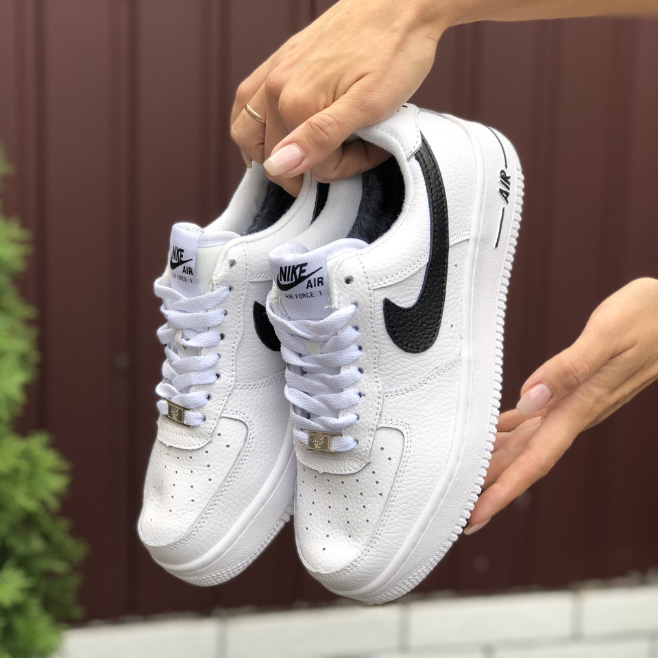 

Женские зимние кроссовки Nike Air Force кожаные Найк белые, Белый