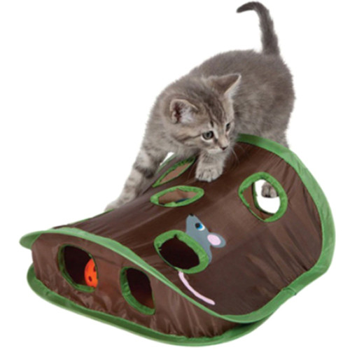 Інтерактивна іграшка-тунель для кішок, 9 отворів, 32х32см