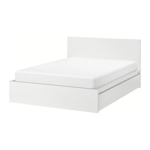 IKEA МАЛЬМ, 791.759.83 - Каркас кровати+2 кроватных ящика, белый, Лурой, 160 х 200 см