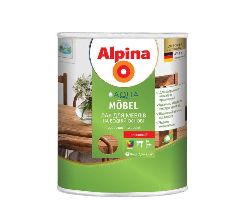 

Лак акриловый мебельный Alpina Aqua Mobel (Глянцевый) 2,5л, Прозрачный