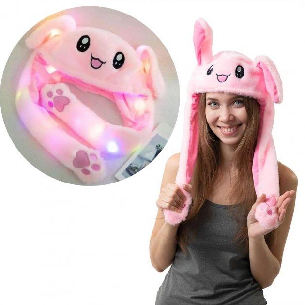 

Светящаяся шапка BIT Pikachu toys soft toys with led с двигающими ушками шапка с Led подсветкой Розовая
