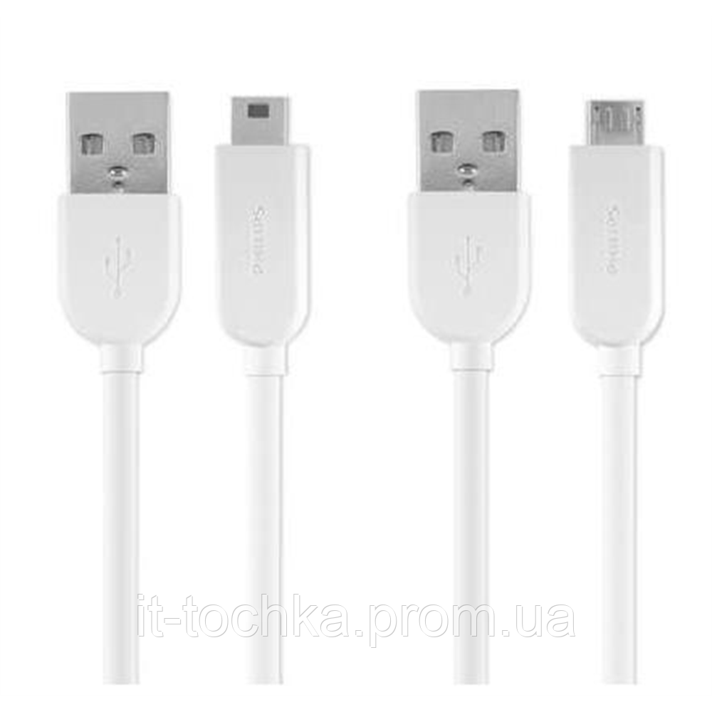 

Комплект двух кабелей philips dlc2416 microusb, mini-usb/usb 1 метр (dlc2416/10)